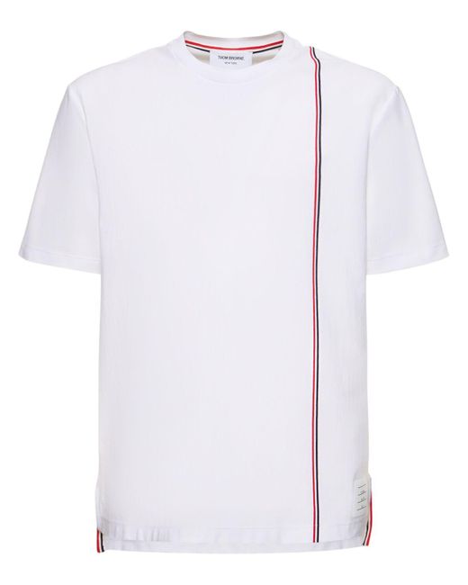 T-shirt in cotone di Thom Browne in White da Uomo