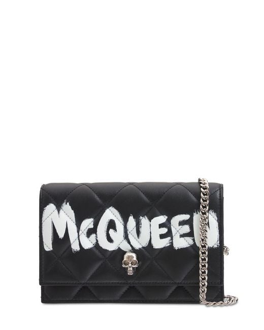 Alexander McQueen Black Small Skull Graffiti Quilted Leather Bag
