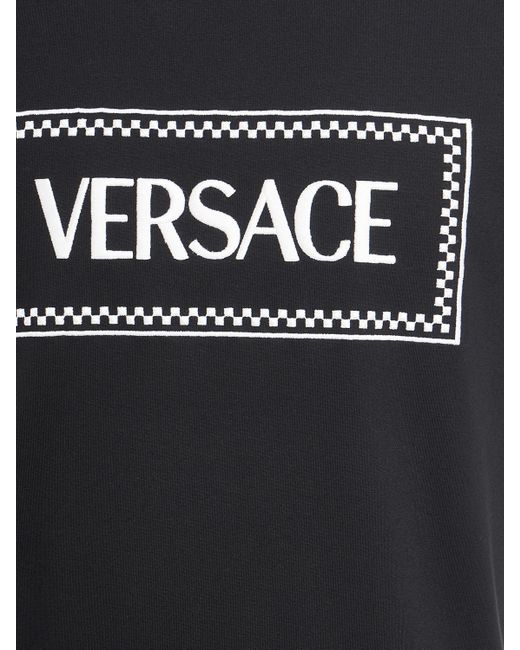 Camiseta de algodón con logo Versace de hombre de color Black