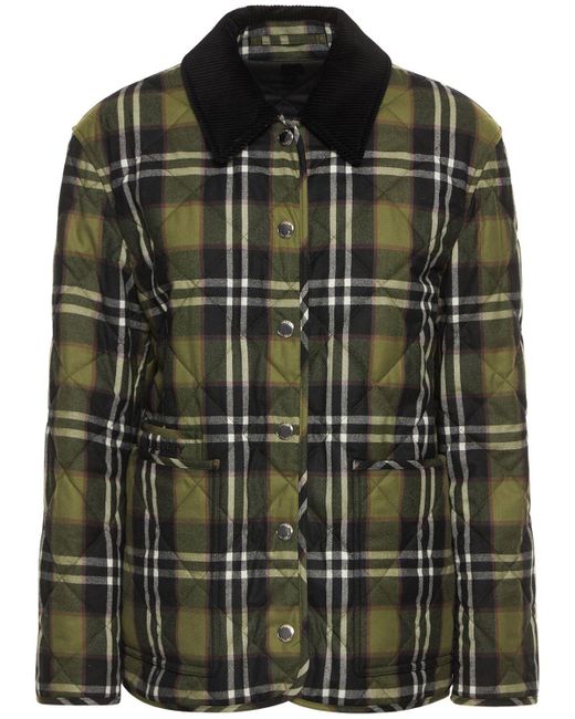 Burberry Dranefeld Quilted Wool Check Jacket in Green Lyst UK