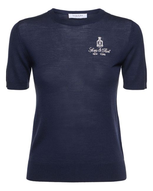 Femme Pull-Over Manches Courtes En Laine Vendome Sporty & Rich en coloris Blue