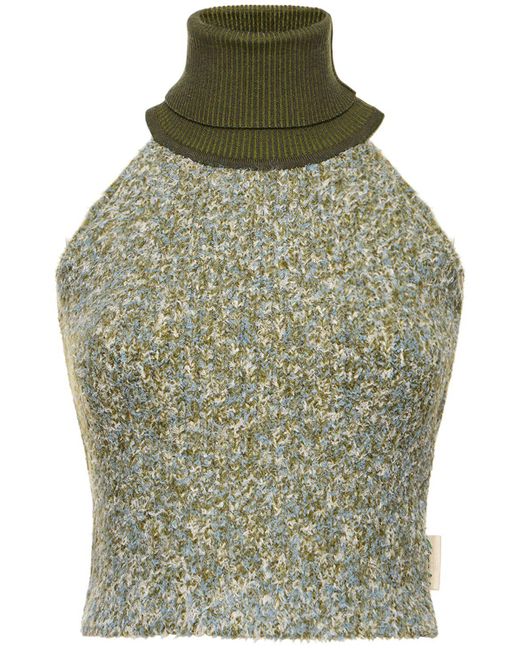 ANDERSSON BELL Green Sleeveless Fluffy Knit Top