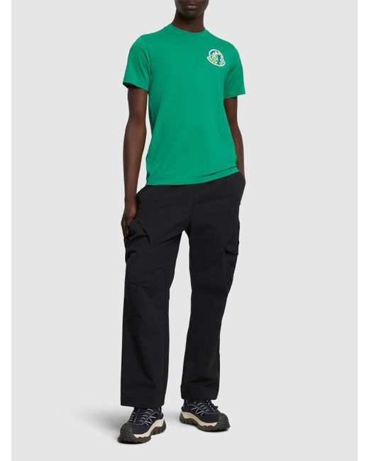 T-shirt in cotone con logo di Moncler in Green da Uomo