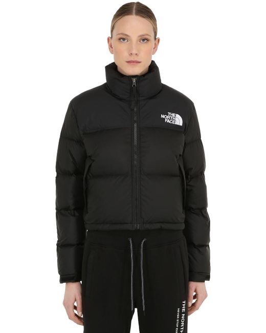 The North Face Womens Nuptse Cropped Down Jacket in Black | Lyst Canada