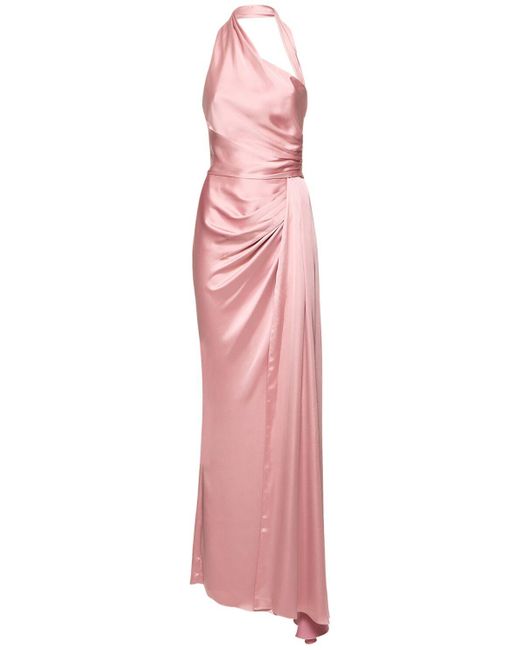 Zuhair Murad Pink Satin Cutout Maxi Dress