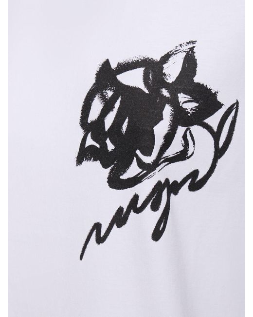 MSGM White Logo & Rose Cotton Jersey T-shirt