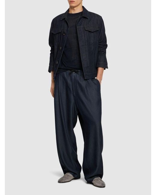 Pantaloni in lyocell / girovita elasticizzato di Giorgio Armani in Blue da Uomo