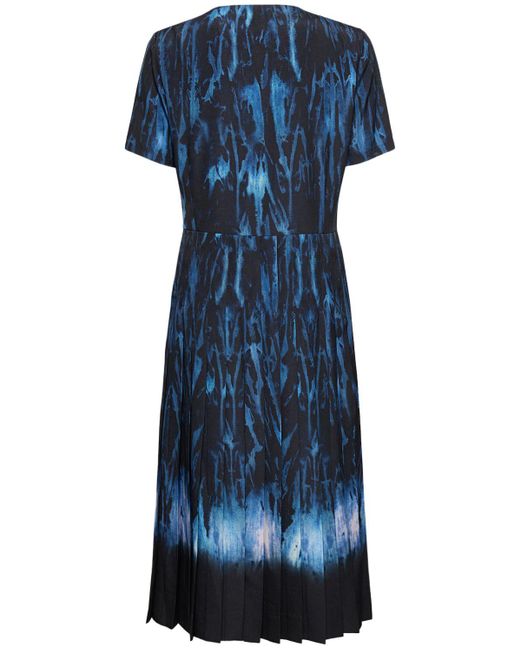 Altuzarra Blue Myrtle Printed Satin S/S Midi Dress