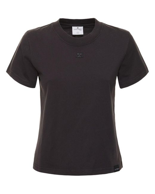Courreges Black Logo Cotton Jersey T-Shirt