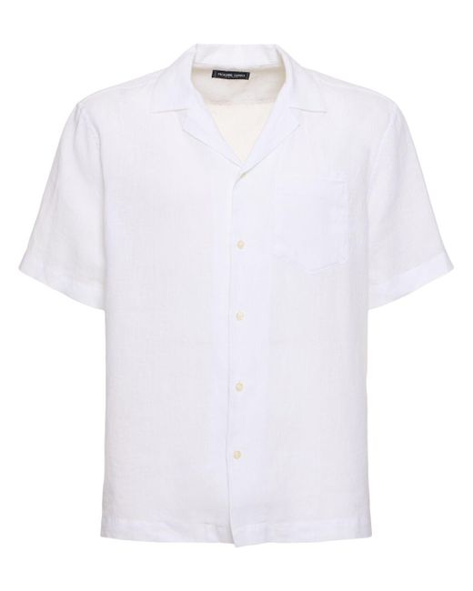 Frescobol Carioca White Angelo Linen Bowling Shirt for men