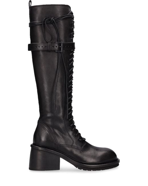 Ann Demeulemeester Black 75mm Santiago Leather Tall Boots