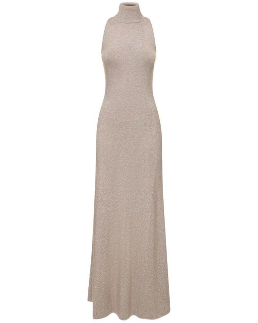 Ralph Lauren Collection Natural Jersey Turtleneck Sleeveless Long Dress