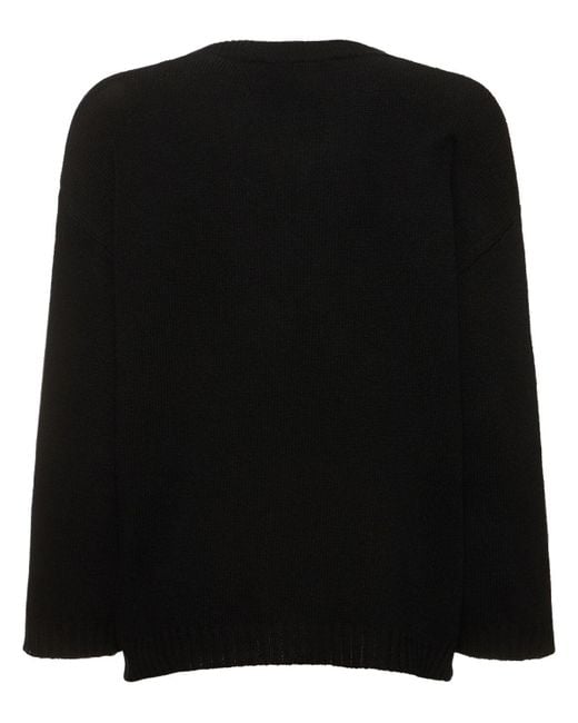 Pull-over en maille de laine col en v Valentino en coloris Black