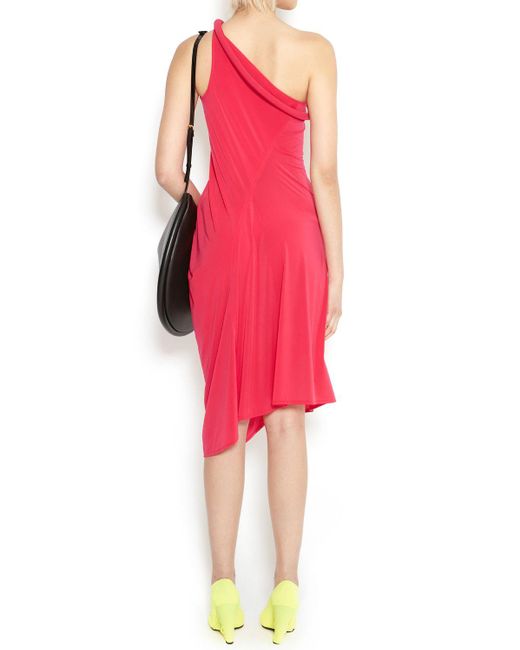 J.W. Anderson Red Gerafftes One-Shoulder-Kleid