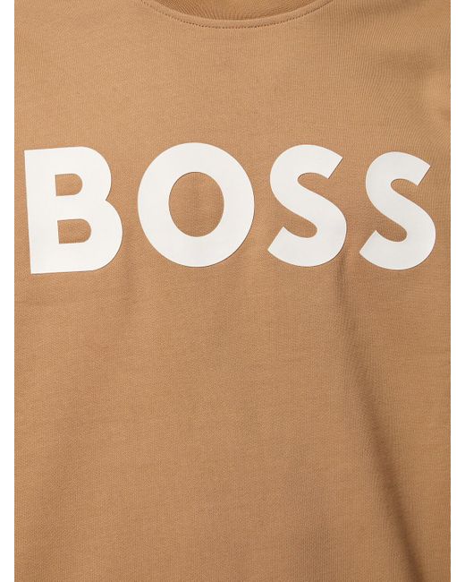 Sudadera de algodón con logo Boss de hombre de color Brown