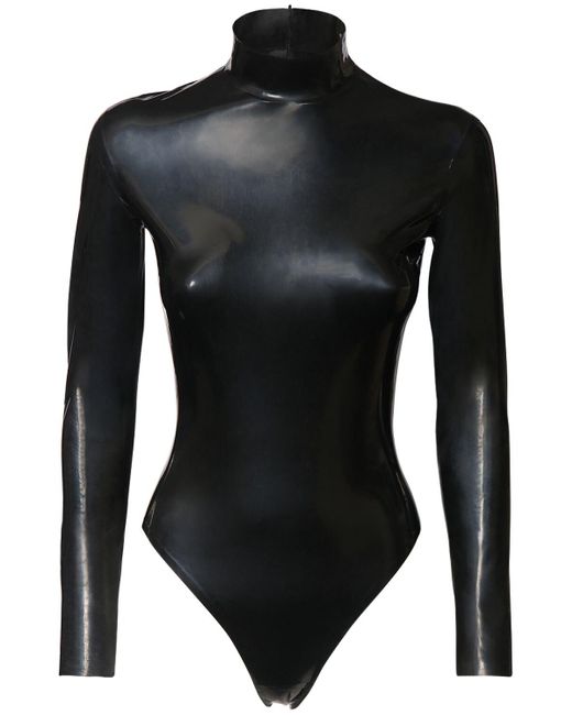 Body Imitation Latex Stretch Col Roulé Saint Laurent en coloris Black