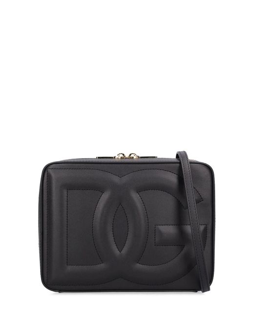 Dolce & Gabbana Black Large Logo Leather Camera Bag