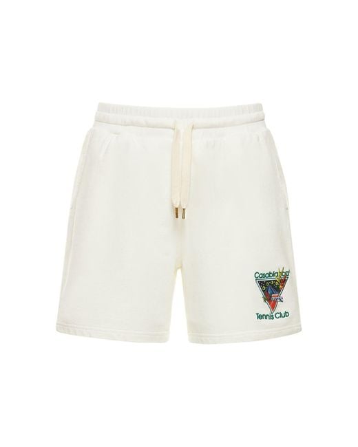 CASABLANCA White Tennis Club Organic Cotton Sweat Shorts for men
