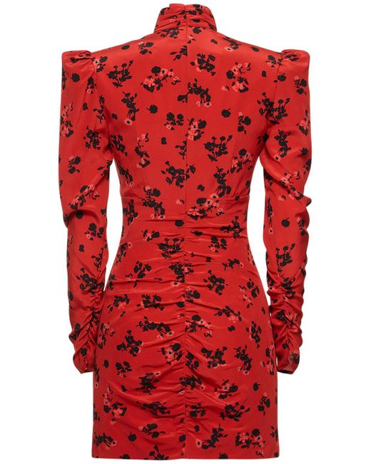 Vestido corto de seda floral Alessandra Rich de color Red