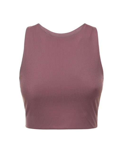 GIRLFRIEND COLLECTIVE Purple Dylan Ribbed Stretch Tech Bra Top