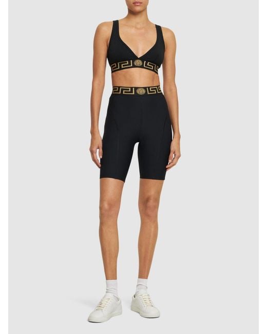 Versace Blue Greca Lycra Bike Shorts