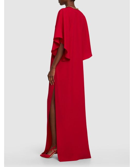 Robe caftan en satin envers embelli Moschino en coloris Red