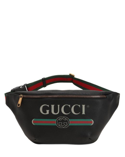 Gucci Black Print Leather Belt Bag for men