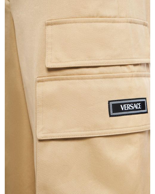 Versace Natural Wide Cotton Gabardine Cargo Pants