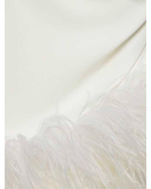 16Arlington White Langes Kleid Aus Krepp Mit Federn "minelli"