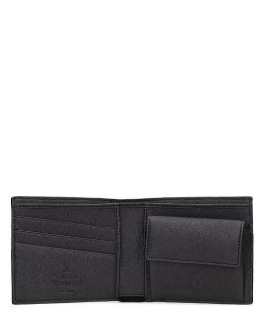 Vivienne Westwood Black Faux Saffiano Billfold Wallet for men