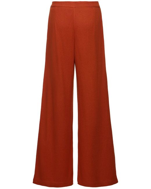 Pantaloni dritti in jersey di lino misto brina di Max Mara in Red