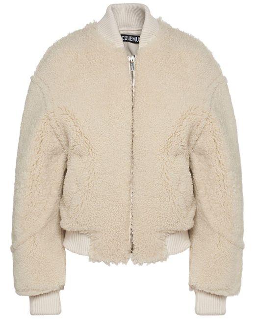 Jacquemus Natural Le Blouson Pilou Lamb Fur Jacket