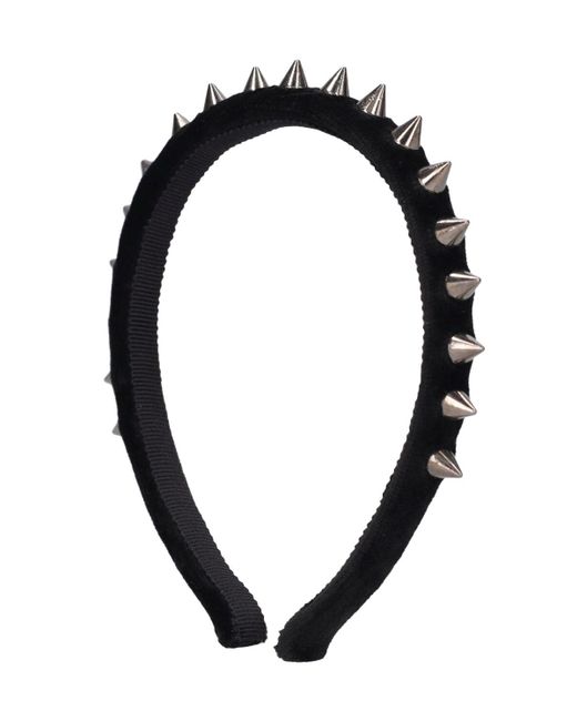 Alessandra Rich Black Velvet Headband W/ Spikes