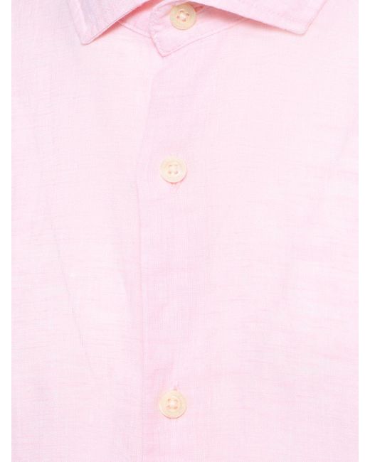 Frescobol Carioca Pink Antonio Linen Shirt for men