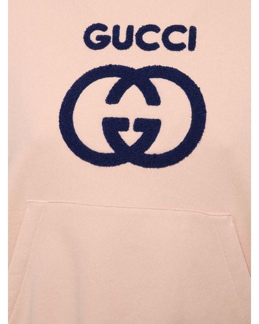 Sudadera de algodón jersey con bordado Gucci de color Pink