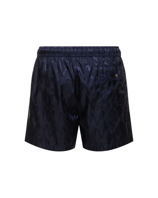 Moncler Blue Monogram Nylon Swim Shorts for men