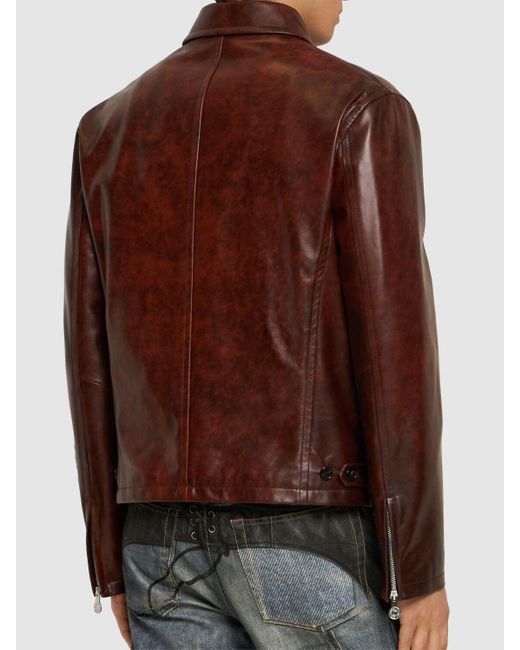 Acne Brown Laukwa Vintage Leather Jacket for men