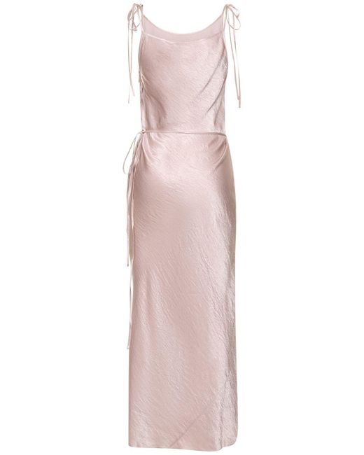 Acne Pink Langes Kleid Mit Satin