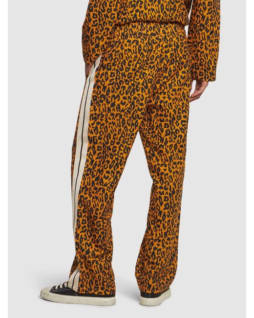 Pantaloni cheetah in misto lino di Palm Angels in Natural da Uomo