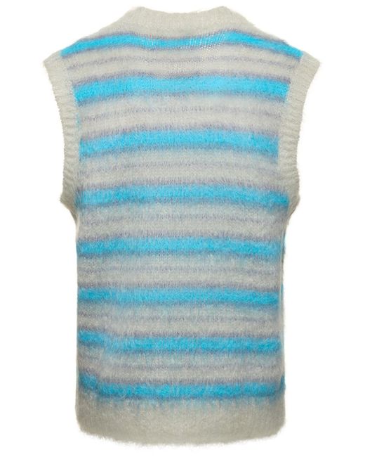 Marni Blue Iconic Brushed Mohair Blend Knit Vest for men