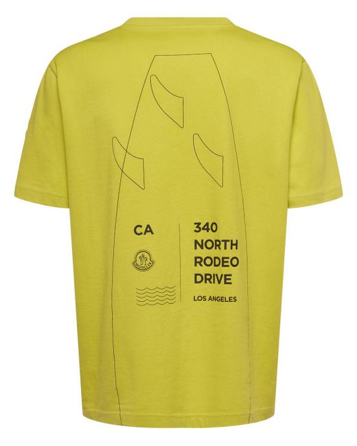 Moncler Printed Cotton T-shirt in Yellow für Herren