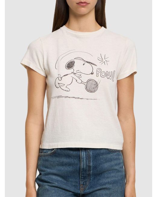 RE/DONE Classic Snoopy Tennis Cotton T-shirt in White | Lyst