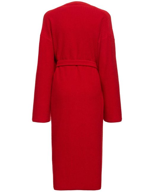 The Row Red Ghali Belted Cashmere Knit Long Coat