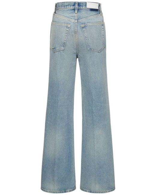 Re/done Blue 70'S High Waisted Cotton Wide Leg Jeans