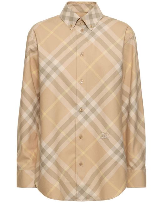 Camisa de punto de algodón Burberry de color Natural