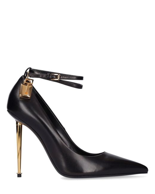 Tom Ford 105mm Padlock Leather Pumps in Black | Lyst UK