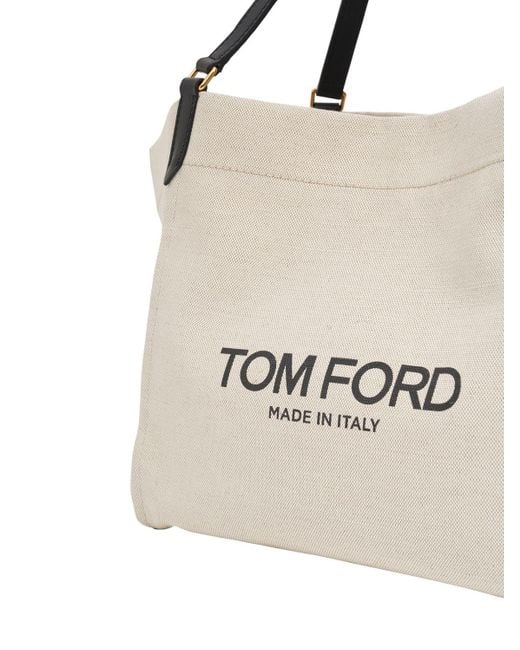 Tom Ford White Large Amalfi Canvas Tote Bag
