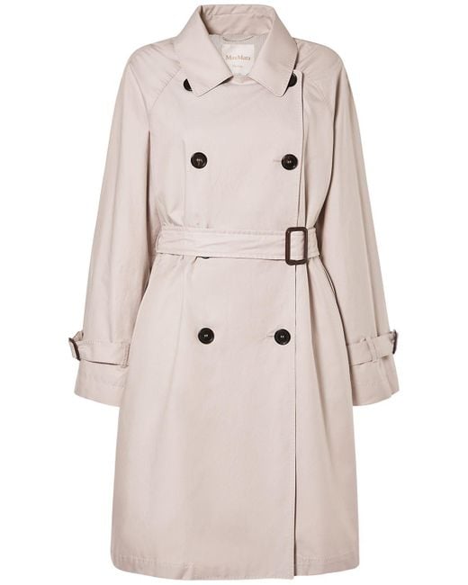 Max Mara Natural Titrench Cotton Twill Midi Trench Coat