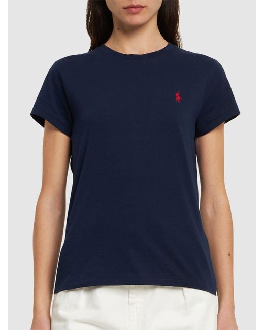 T-shirt en jersey de coton à logo Polo Ralph Lauren en coloris Blue