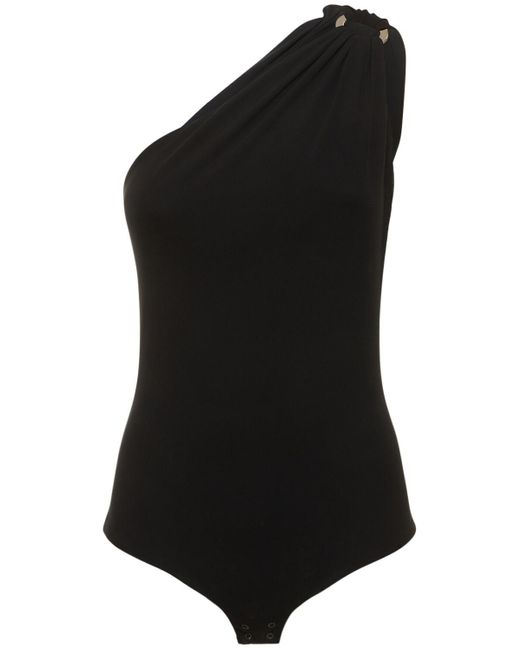 Michael Kors Black Matte Jersey One-shoulder Bodysuit
